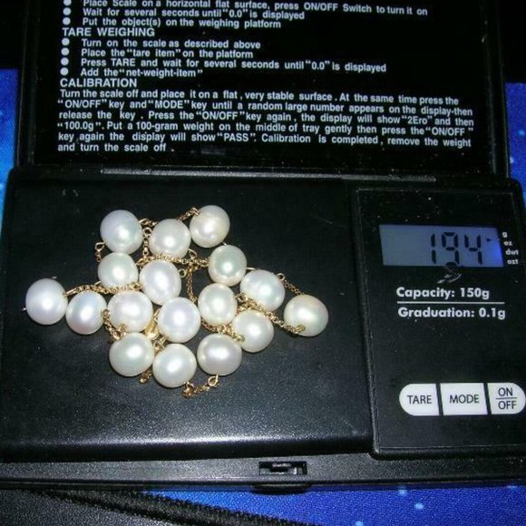 PETER BRAMS 14k SOLID Gold FW 7-7.5mm WHITE PEARL STATION 18" NECKLACE 19.4 g - Picture 3 of 5